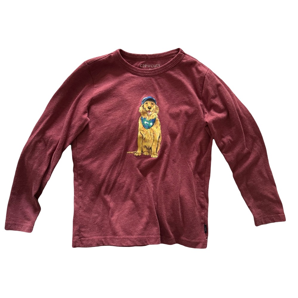 J. Crew Crewcuts Kids Long Sleeve Golden Retriever Dog Graphic Top Size 6